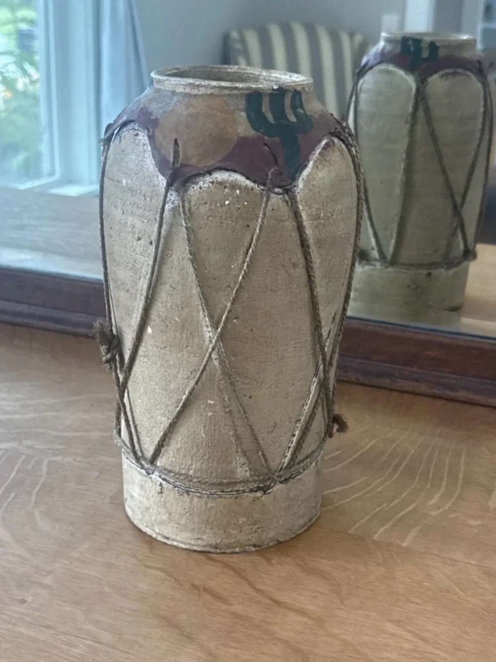 VTG Southwestern Hand-painted Hide Clay Vase